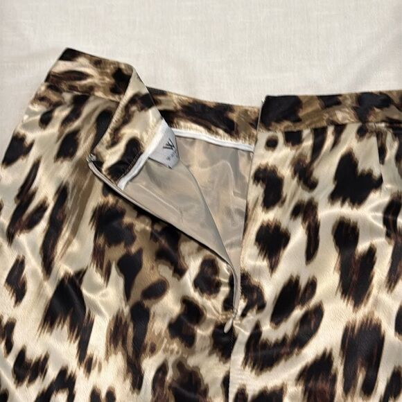 Worthington Leopard Print Layered Tiered Chiffon Pencil Skirt Brown Black 12 P - Picture 5 of 10